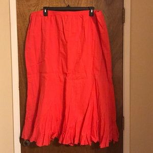 At John’s Bay Coral Ruffle bottom skirt.